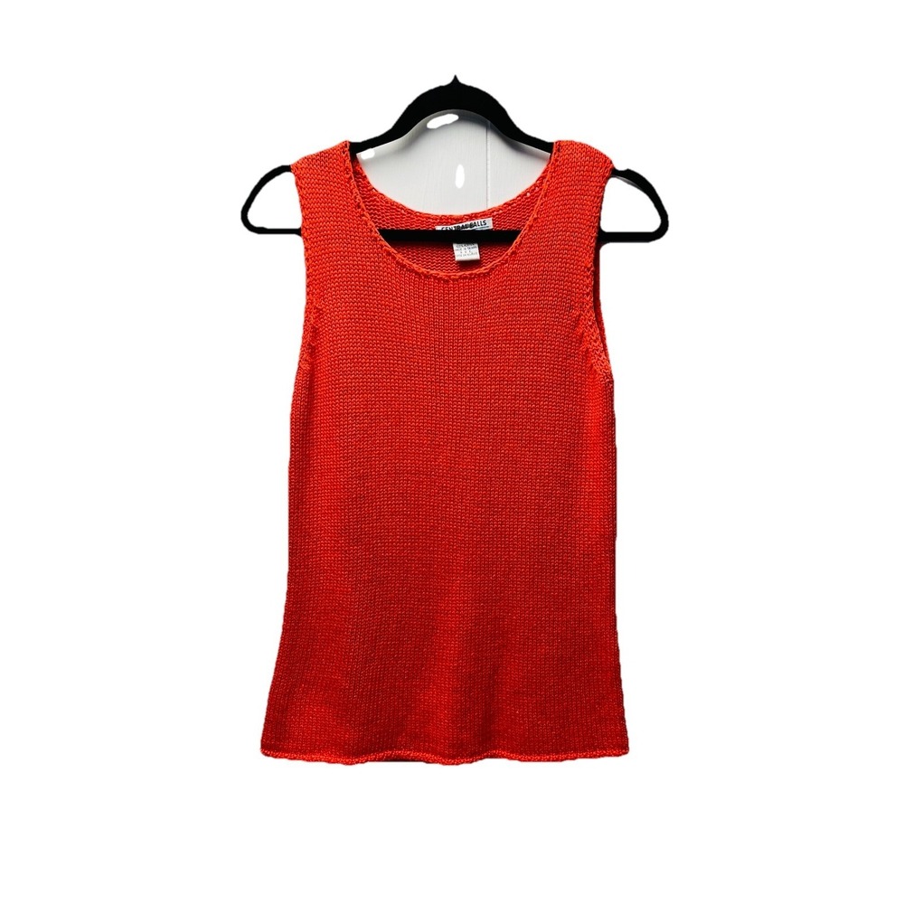 Central Falls S Orange Chunky Knit Sweater Tank Top Boho Fisherman Ren Faire Y2K